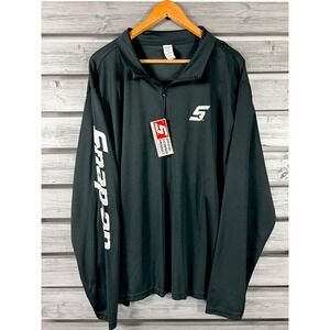 Snap On Shirt Mens XL Black 1/4 Zip Up Long Sleeve Spell Out Logo NEW NWT